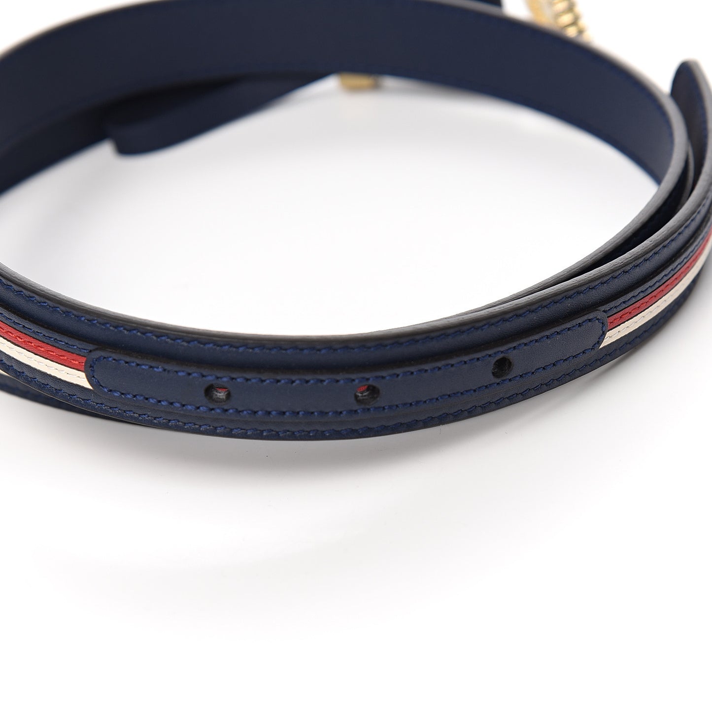 Calfskin Sylvie Stripe Torchon Double G 20mm Belt 80 32 Maritime Hibiscus Red Mystic White