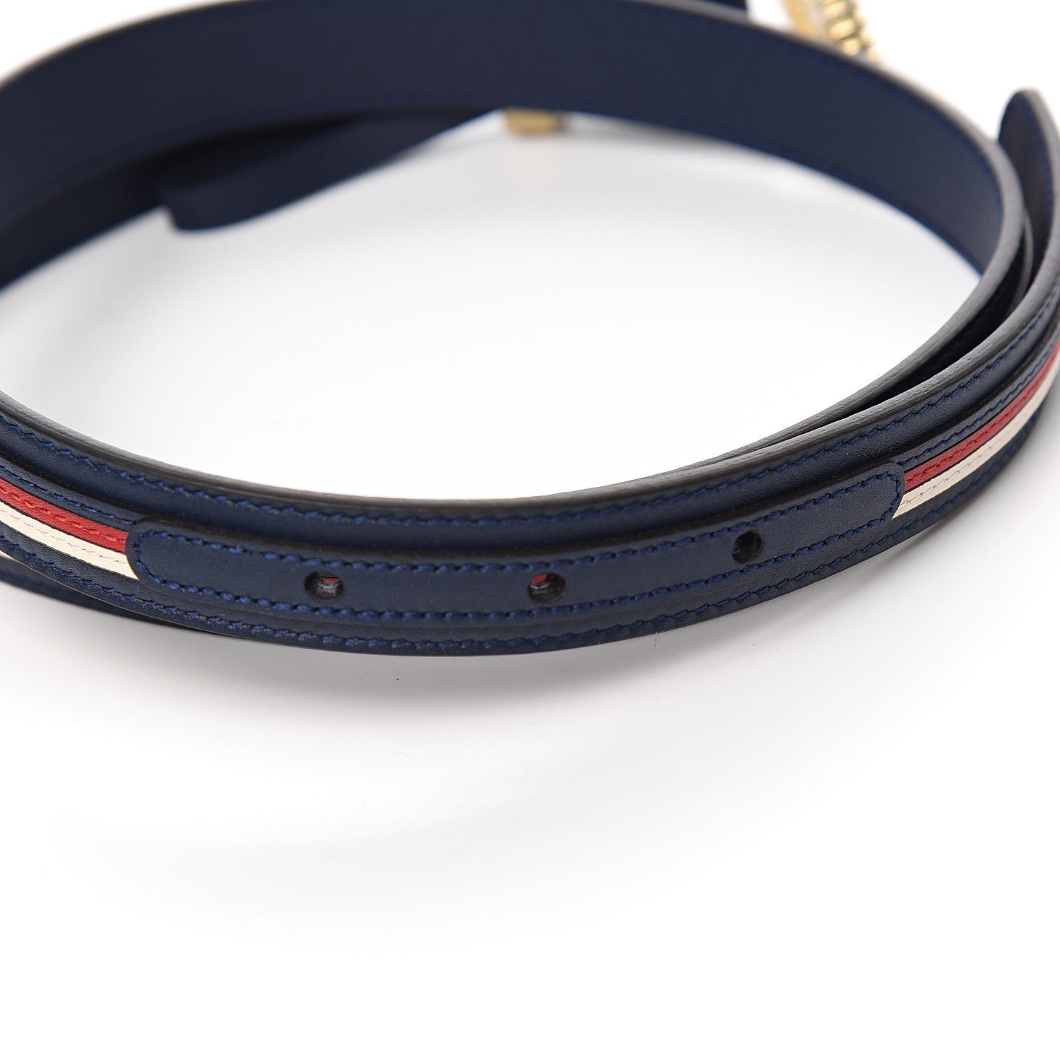 Gucci Calfskin Sylvie Stripe Torchon Double G 20mm Belt 80 32 Maritime Hibiscus Red Mystic White 3 of 5