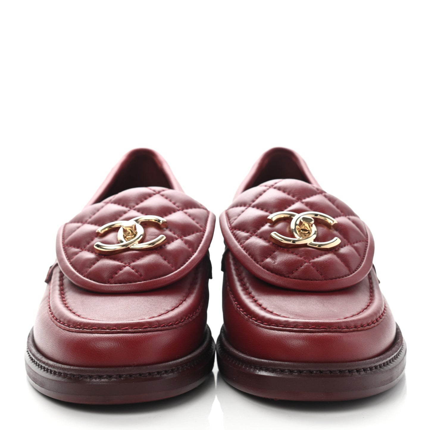 Lambskin Quilted CC Turnlock Loafers 37 Red