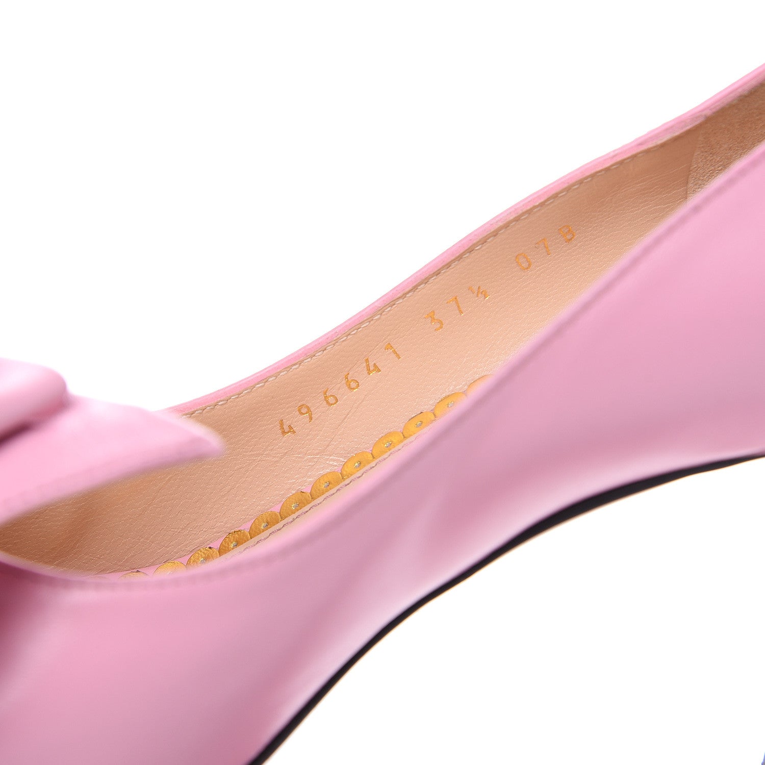 Gucci Nappa Queen Margaret Bow Mid Heel Pumps 37.5 Sugar Pink 8 of 12