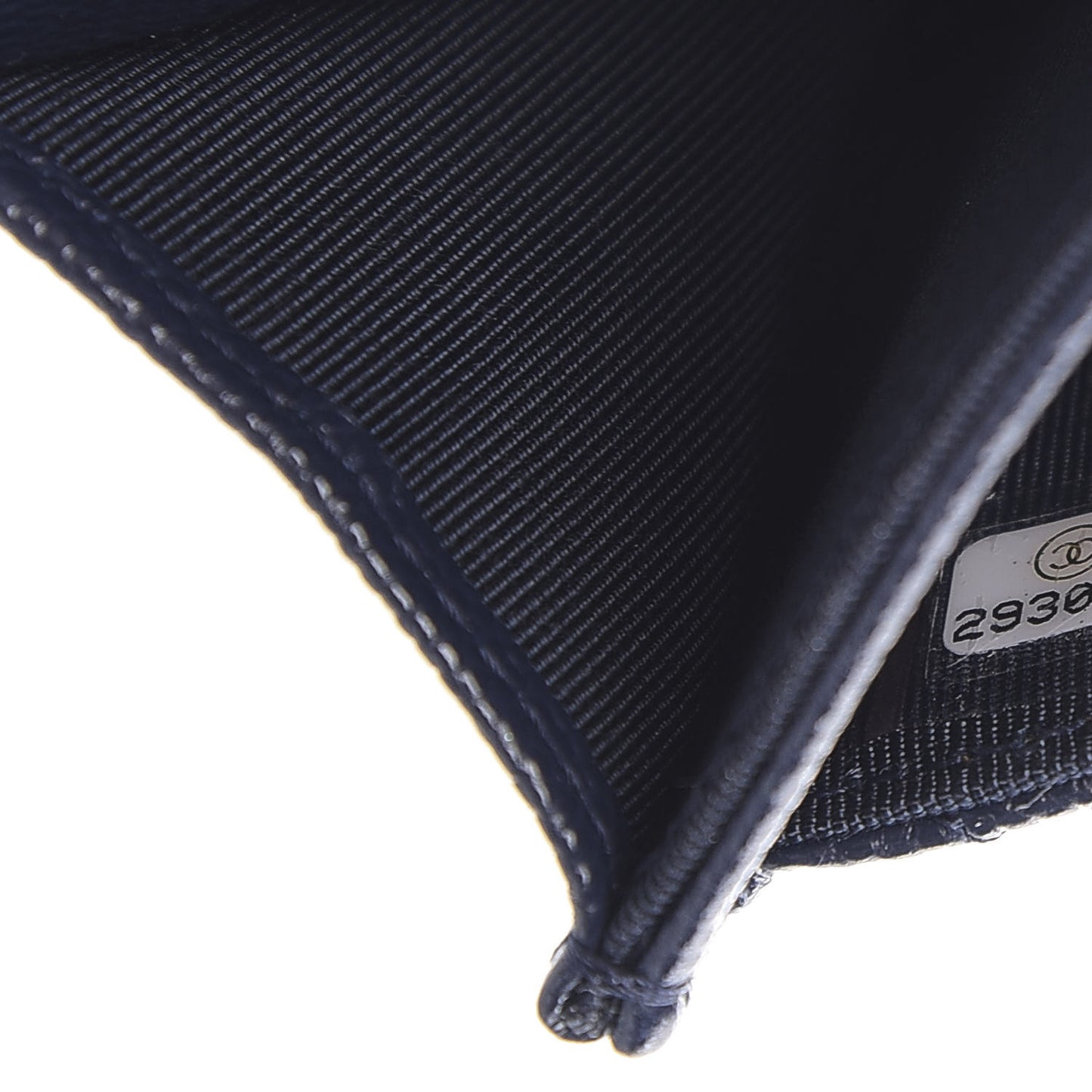 Caviar Quilted Flap Card Holder Wallet Navy Blue