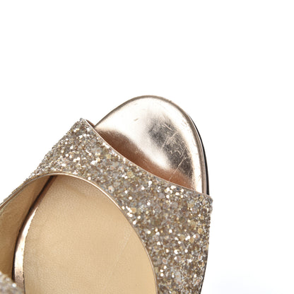 Jimmy Choo Glitter Lang Sandals 37.5 Gold 12 of 15
