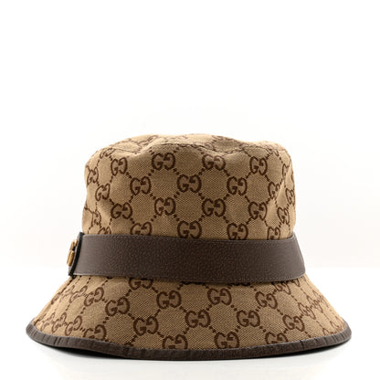 Gucci Monogram Textured Dollar Calfskin GG Jago Bucket Hat L Cacao Beige 6 of 11