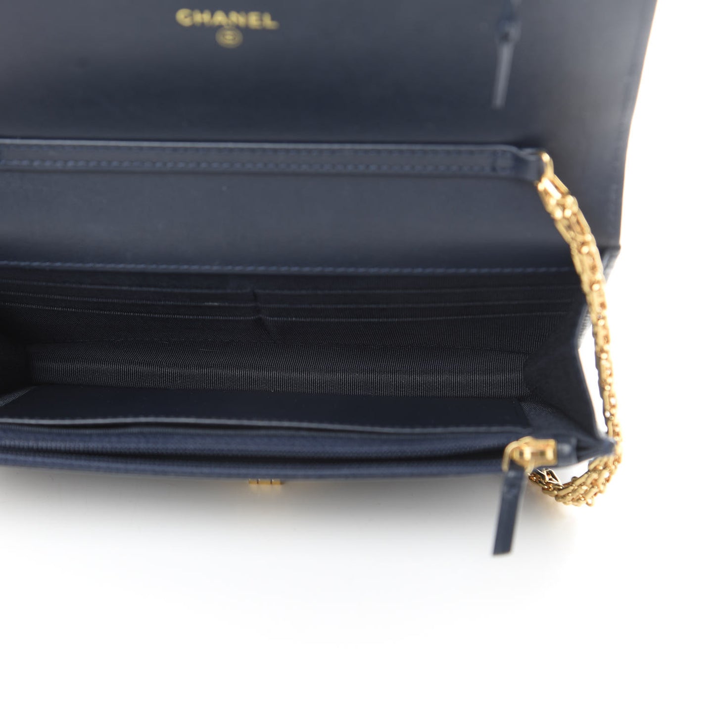 Aged Calfskin Quilted Reissue Wallet On Chain WOC Navy Blue