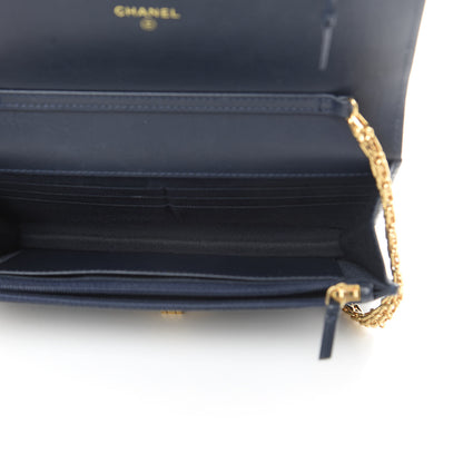 Chanel Aged Calfskin Quilted Reissue Wallet On Chain WOC Navy Blue 5 of 14