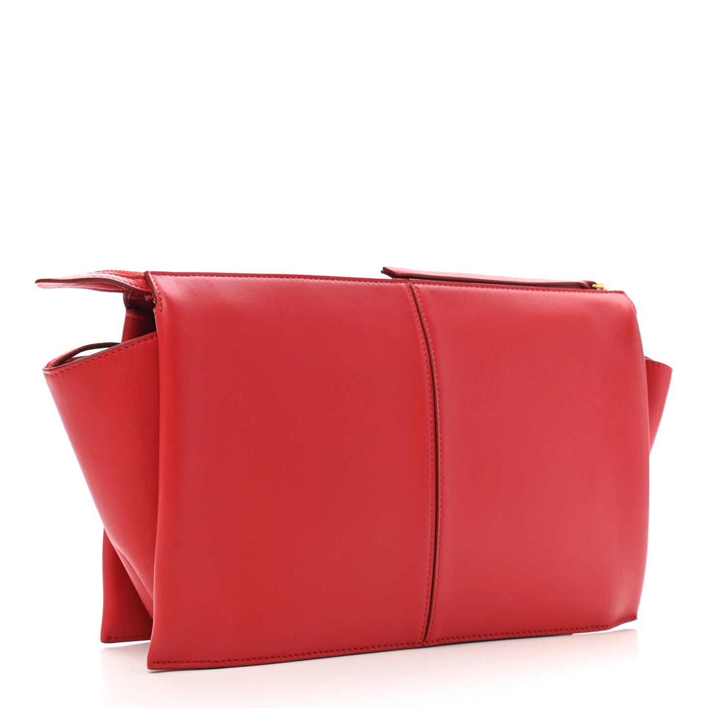 Supple Natural Calfskin Tri-Fold Clutch Coquelicot