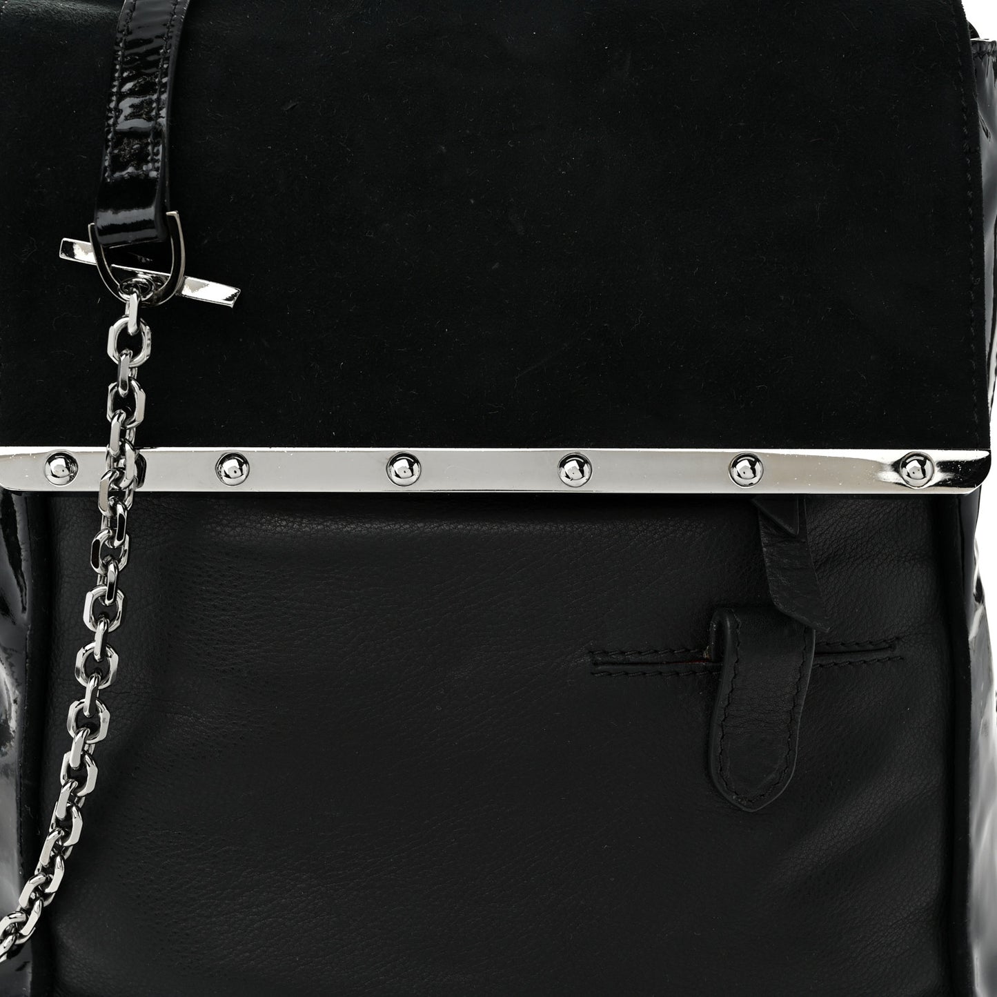 Patent Suede Calfskin Edie Shoulder Bag Black