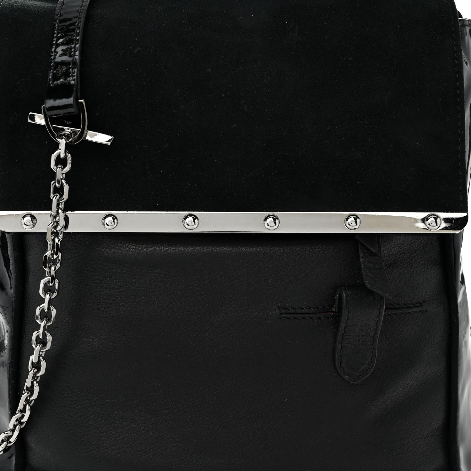Christian Louboutin Patent Suede Calfskin Edie Shoulder Bag Black 8 of 10