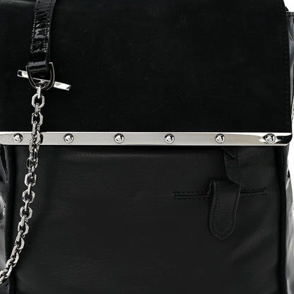 Christian Louboutin Patent Suede Calfskin Edie Shoulder Bag Black 8 of 10