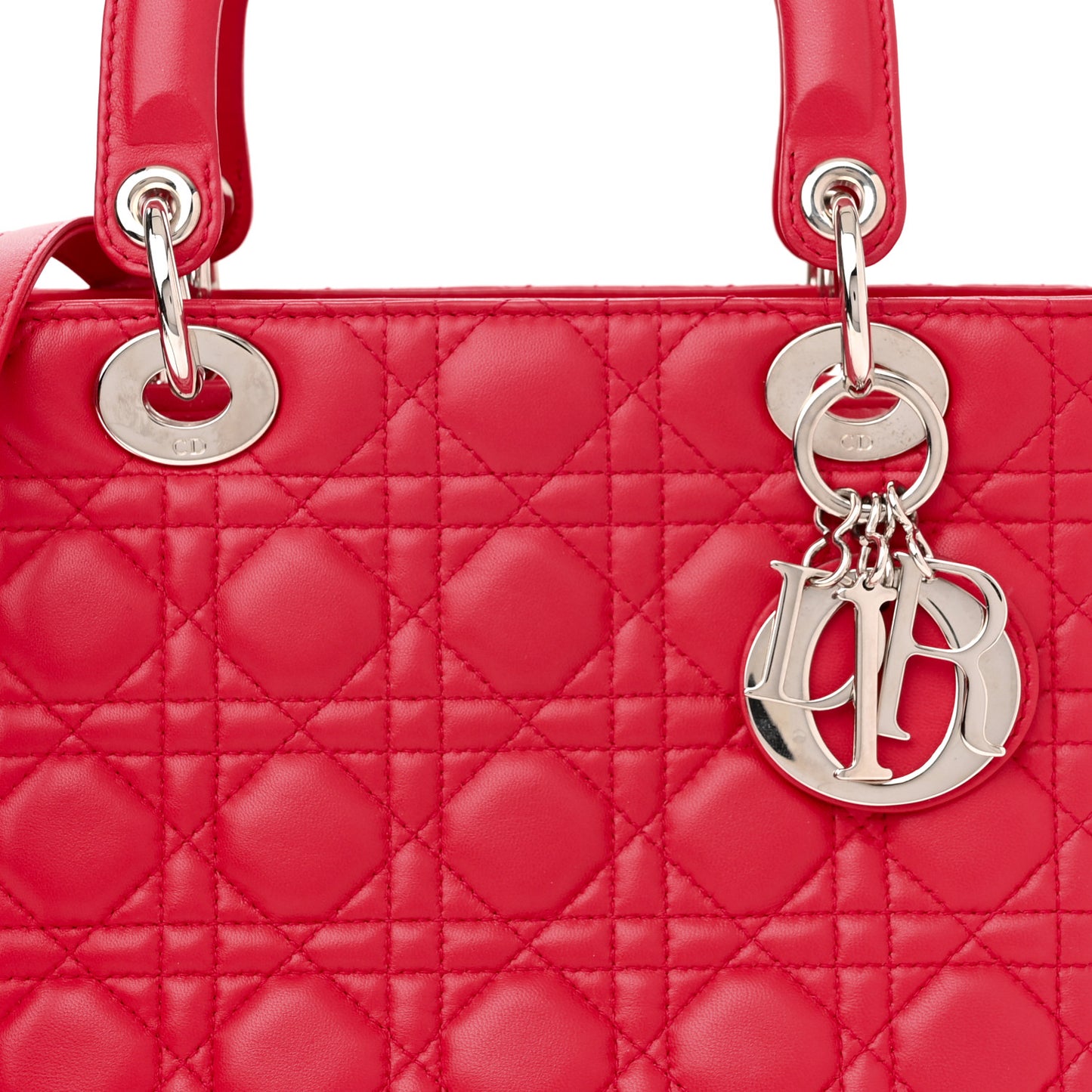 Lambskin Cannage Medium Lady Dior Red