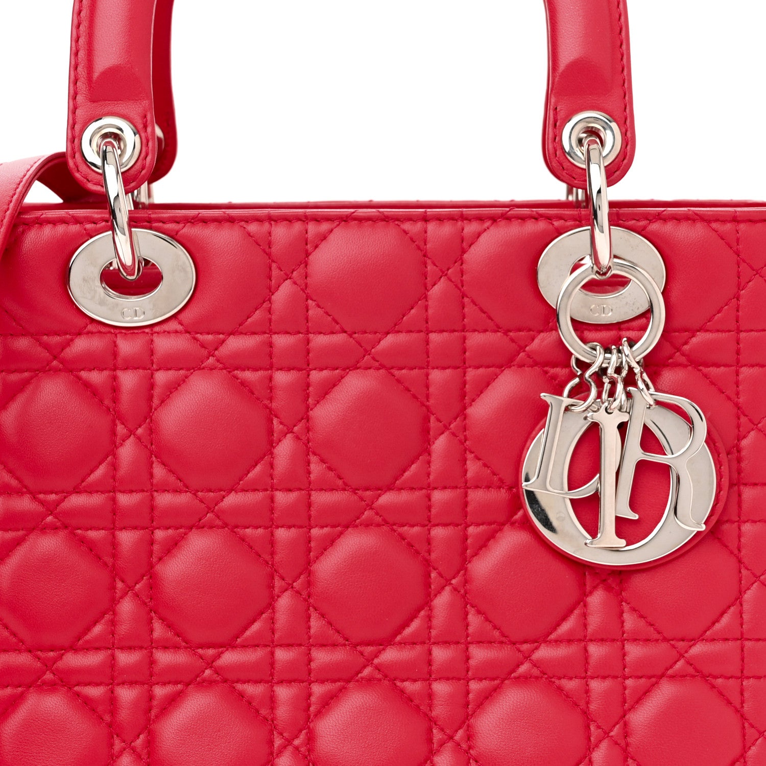 Christian Dior Lambskin Cannage Medium Lady Dior Red 8 of 10