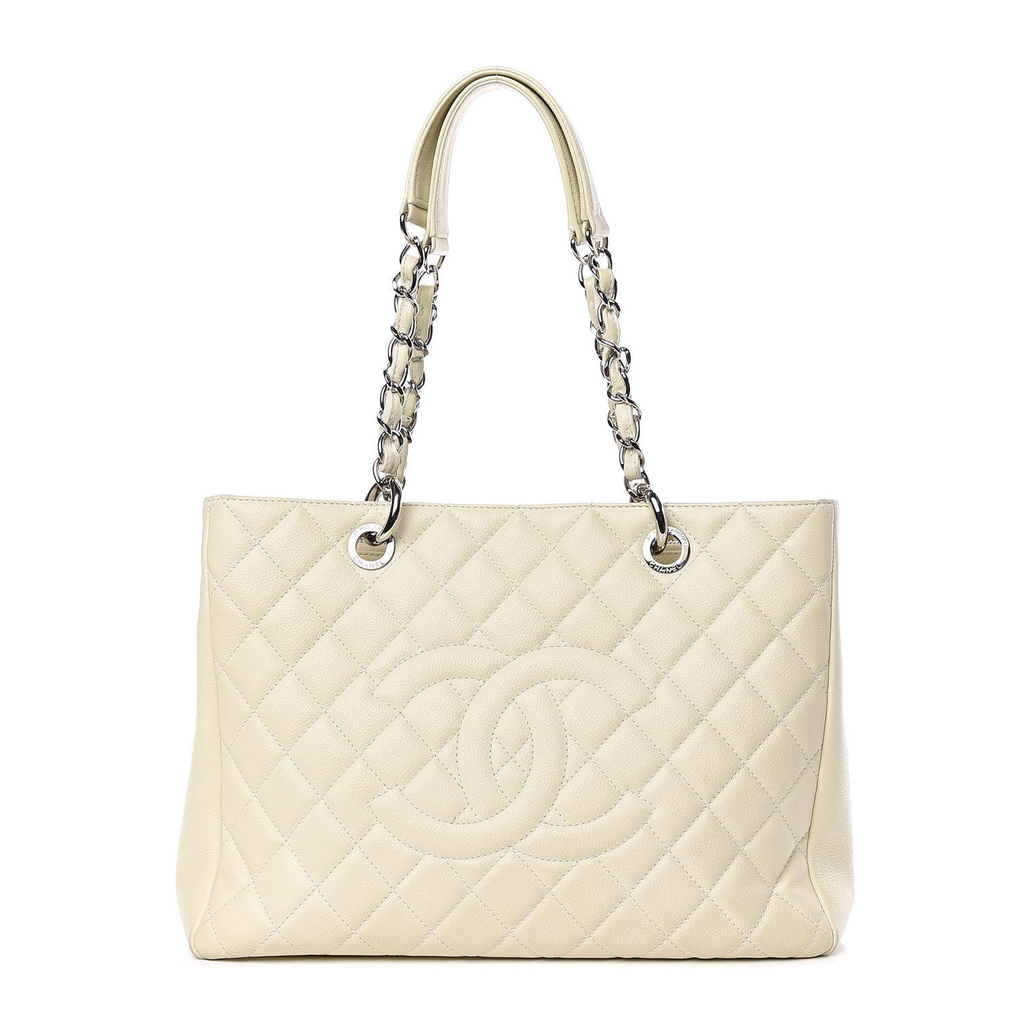 Caviar Quilted Grand Shopping Tote GST Ecru
