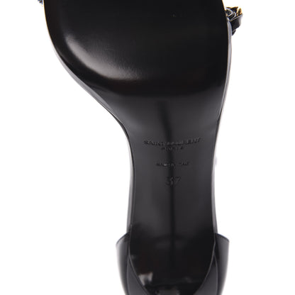 Saint Laurent Patent Calfskin Chain Jane 110 Ankle Strap Sandals 37 Black 6 of 8