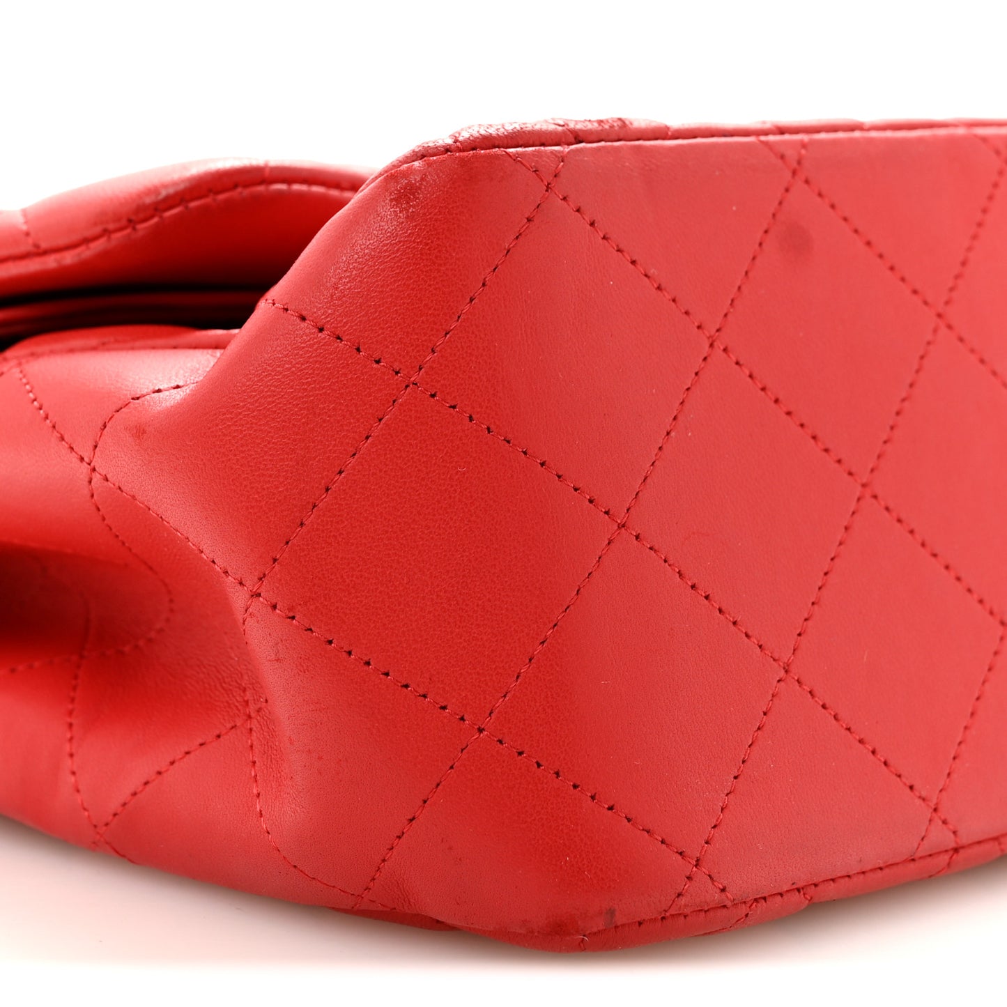 Lambskin Quilted Jumbo Double Flap Red