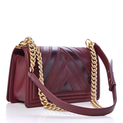 Chanel Caviar Suede Calfskin Chevron Medium Boy Flap Burgundy 3 of 12