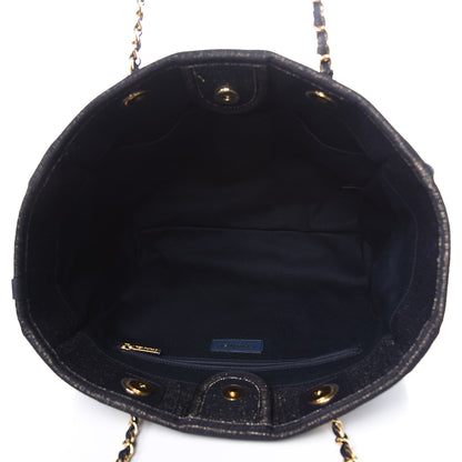 Chanel Lurex Canvas Small Deauville Tote Navy Blue Gold 5 of 10