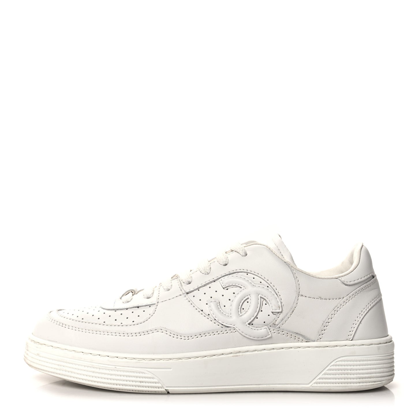 Calfskin CC Womens Sneakers 38 White