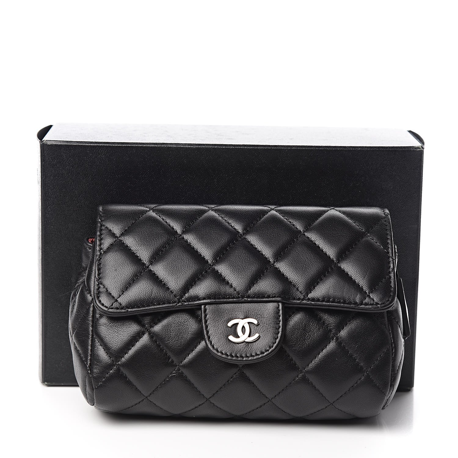 Chanel Lambskin Quilted Flap Cosmetic Case Black 9 of 9
