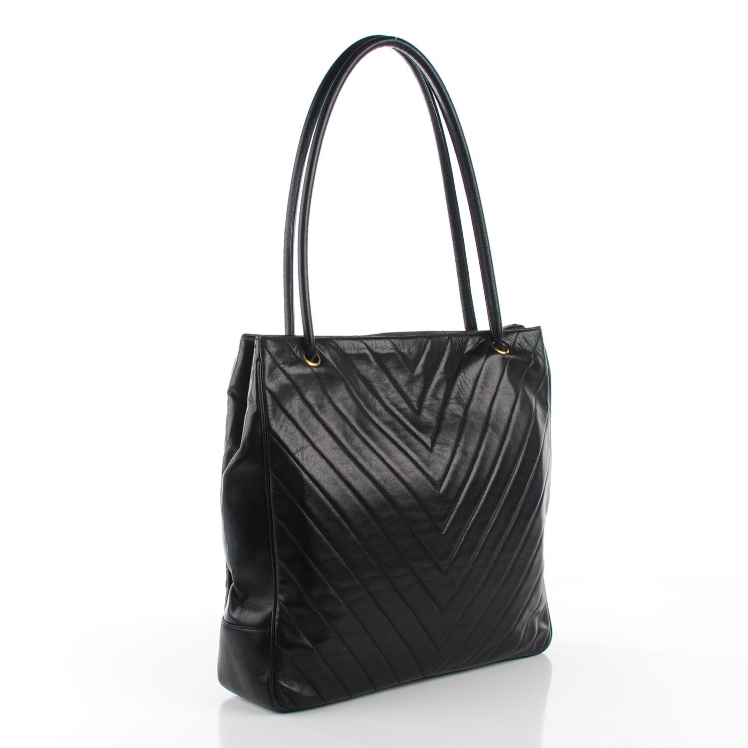 Chanel Lambskin Chevron Quilted Shoulder Bag Black 3 of 9
