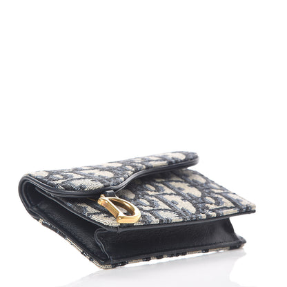 Christian Dior Oblique Saddle Card Holder Blue 4 of 7
