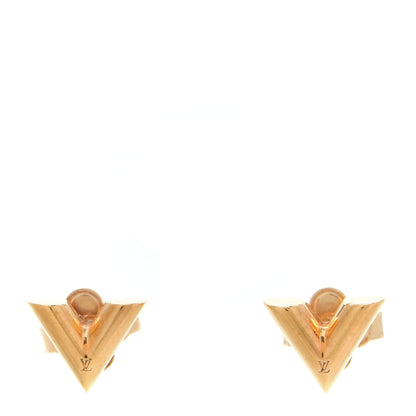Louis Vuitton Brass Essential V Stud Earrings Gold 1 of 4