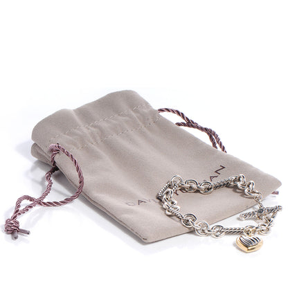 David Yurman Sterling Silver 18K Yellow Gold Cable Heart Charm Bracelet 5 of 5