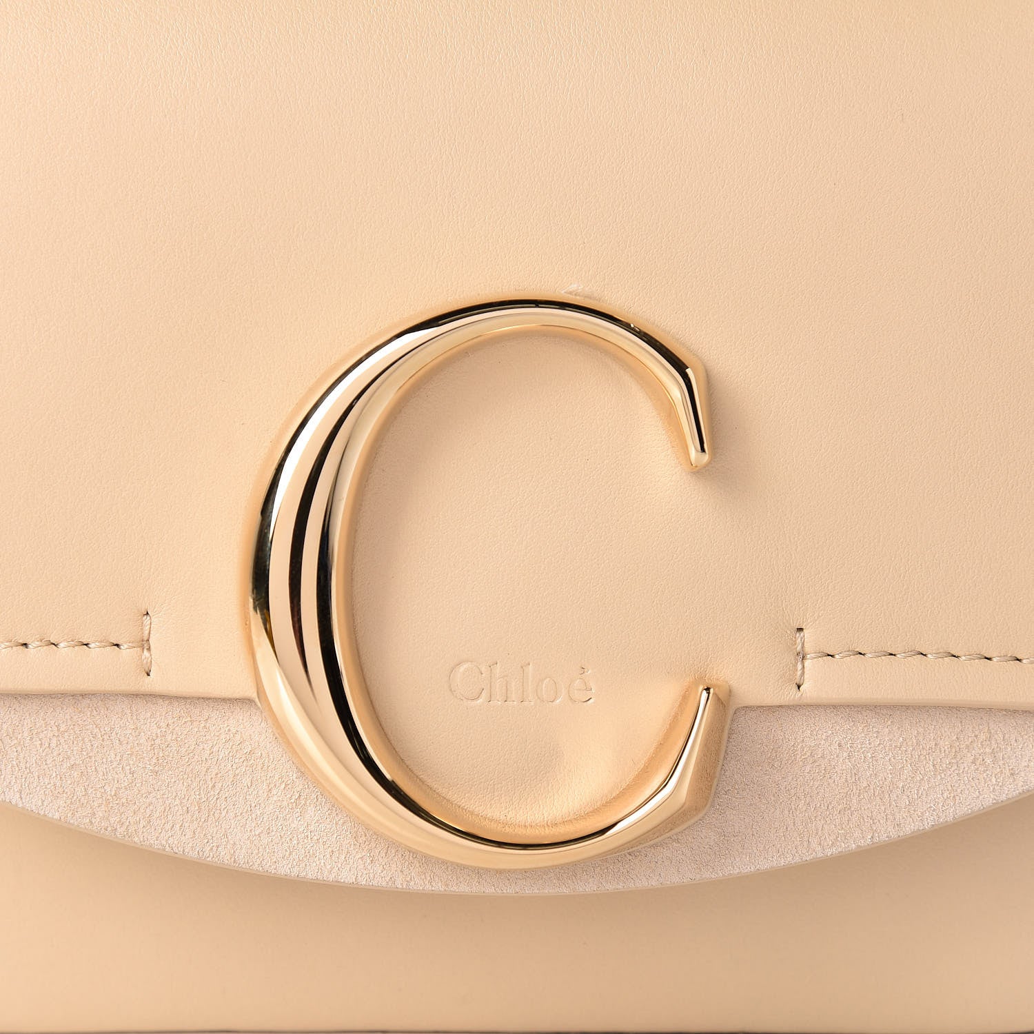 Chloe Shiny Calfskin Suede Mini C Bag Blondie Beige 8 of 10