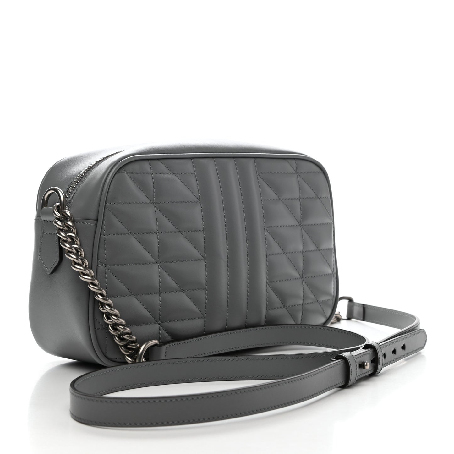 Calfskin Matelasse Aria Small GG Marmont Chain Shoulder Bag Deep Grey