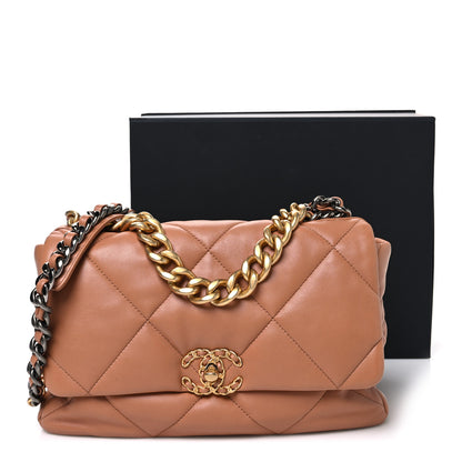 Chanel Lambskin Quilted Large Chanel 19 Flap Brown 10 of 10