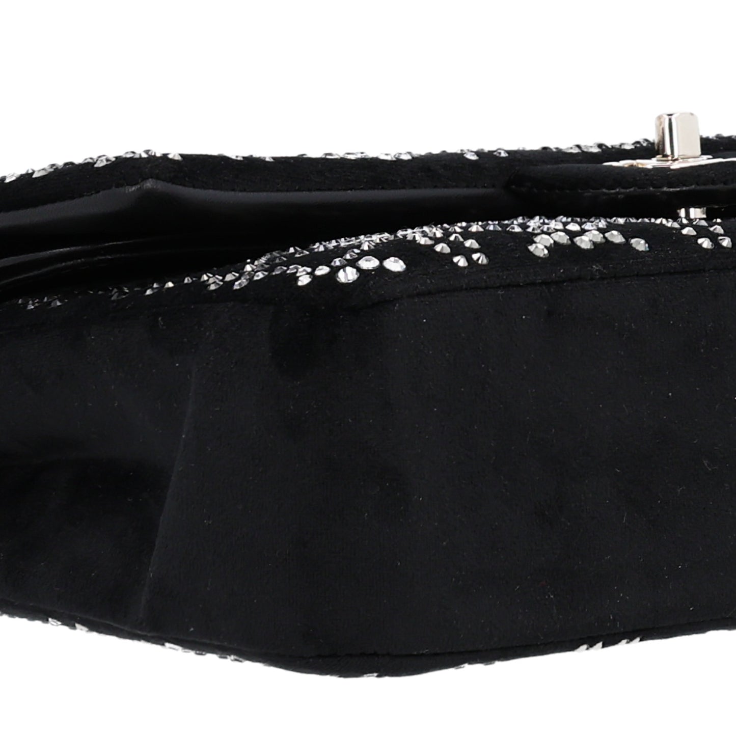 Velvet Crystal Medium Double Flap Black