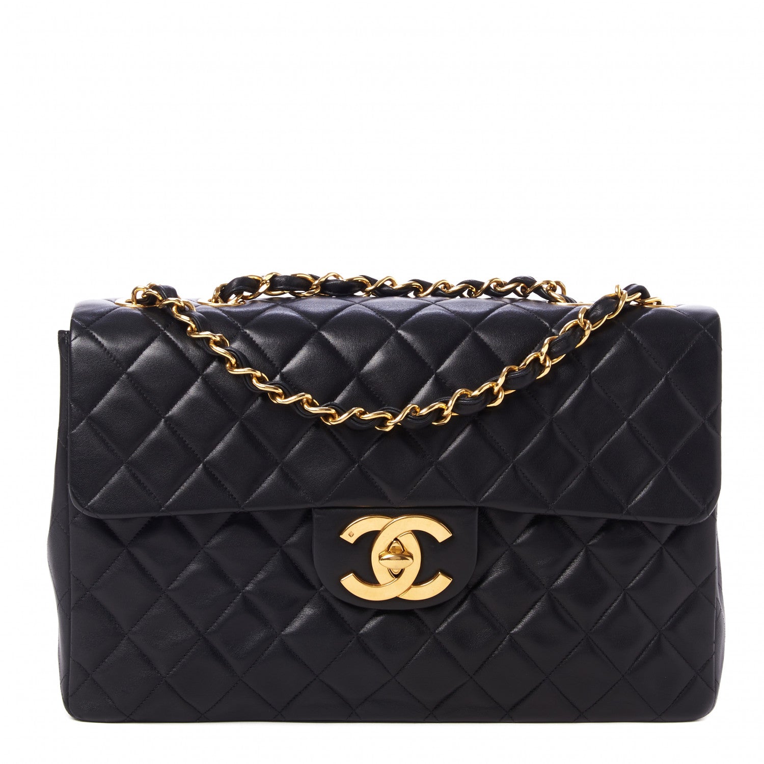 Chanel Lambskin Quilted XL Jumbo Single Flap Black 1 of 10
