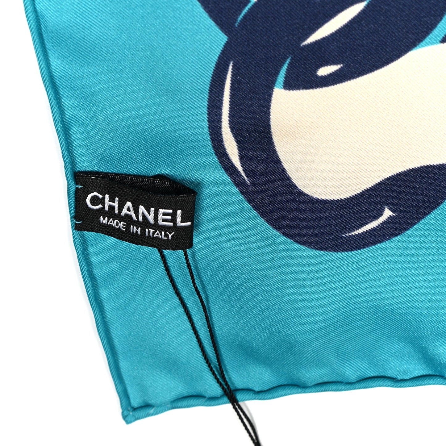 Silk Chain Square Scarf Turquoise Ecru