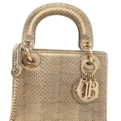 Christian Dior Metallic Snakeskin Mini Lady Dior Light Gold Multi 7 of 11