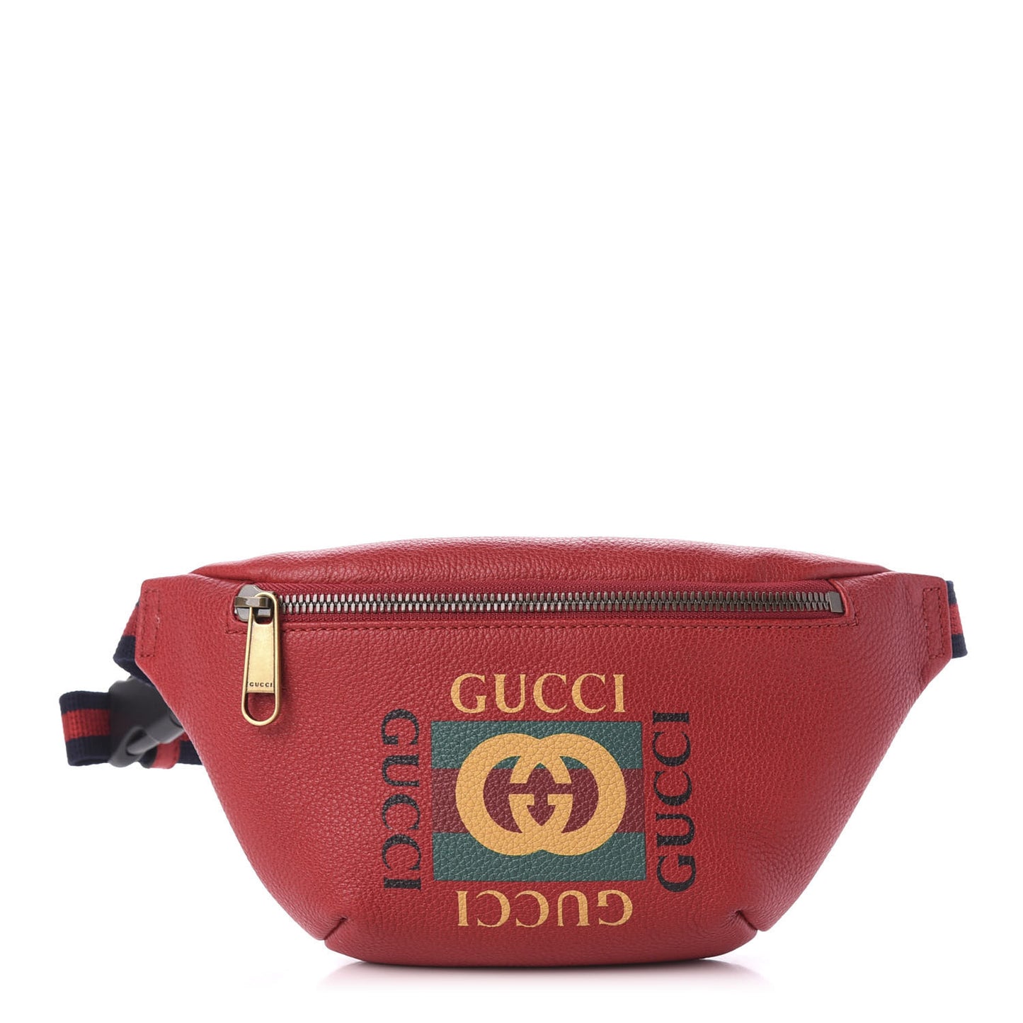 Grained Calfskin Small Logo Belt Bag Hibiscus Red