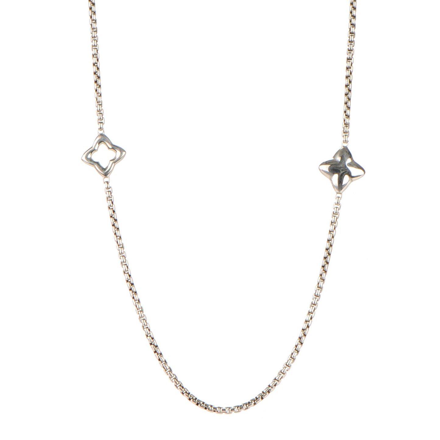 Sterling Silver 25mm Quatrefoil Chain Necklace