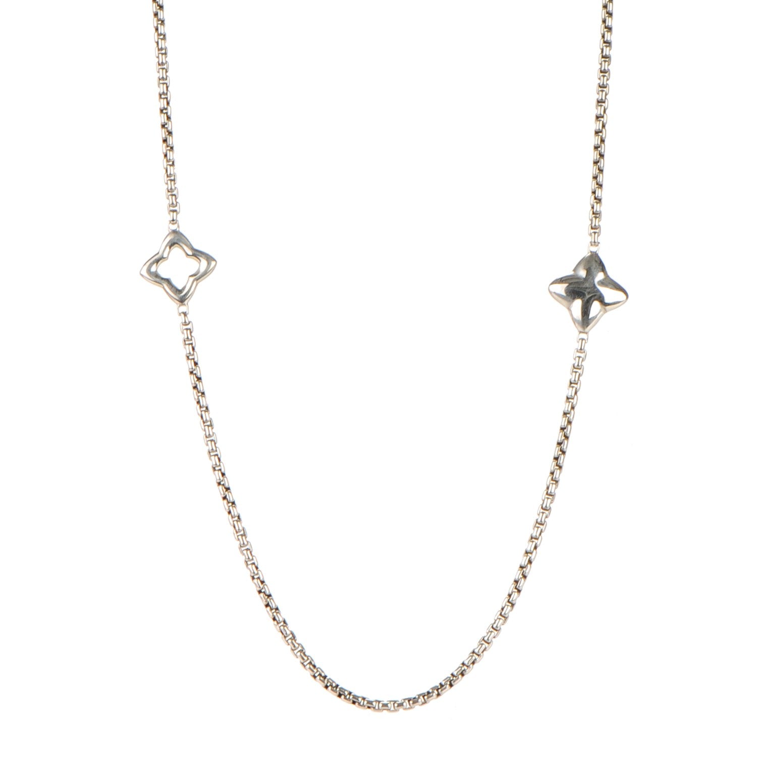 David Yurman Sterling Silver 25mm Quatrefoil Chain Necklace 1 of 4