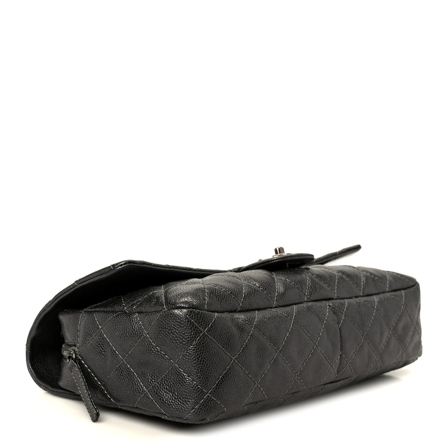 Iridescent Caviar Quilted Large Chic Flap Grey