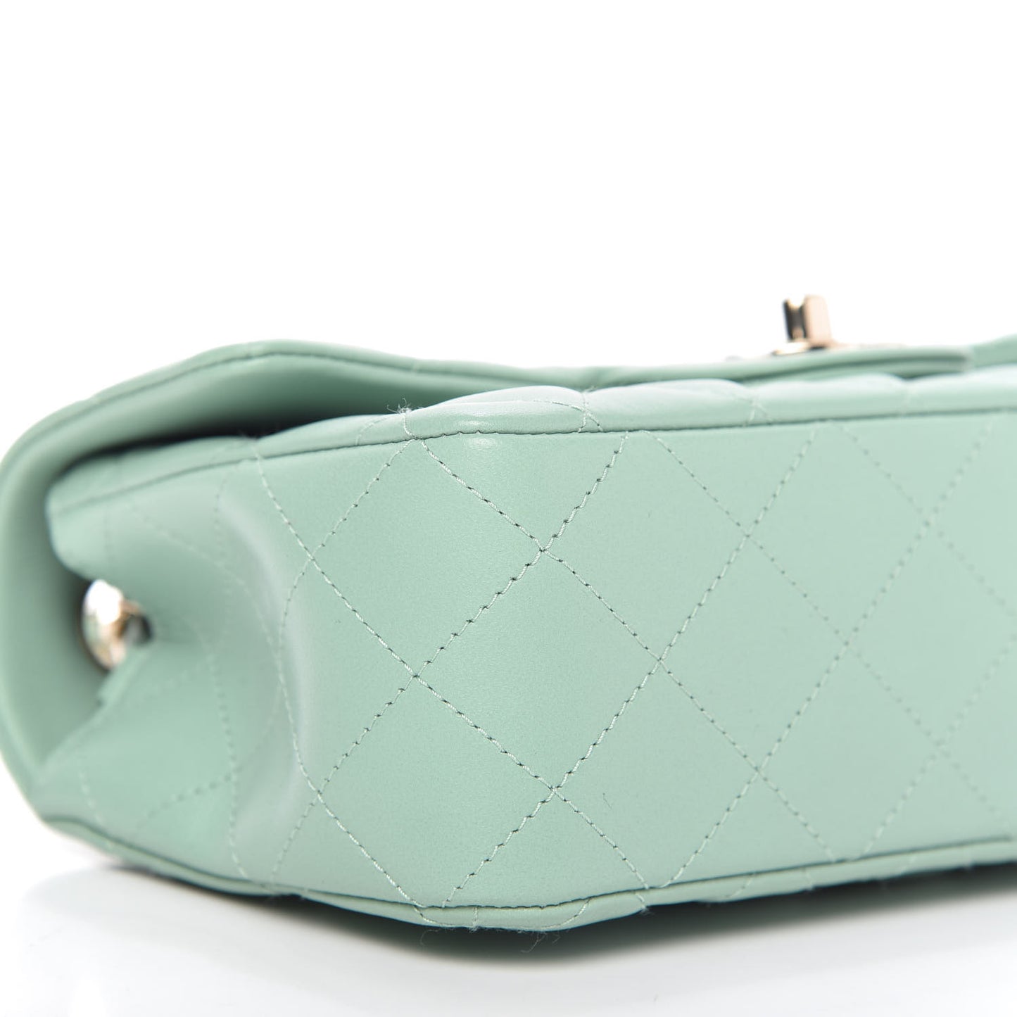 Lambskin Quilted Mini Rectangular Flap Light Green