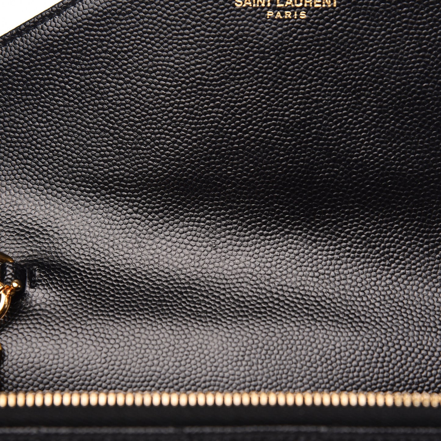 Grain De Poudre Matelasse Chevron Monogram Envelope Chain Wallet Black