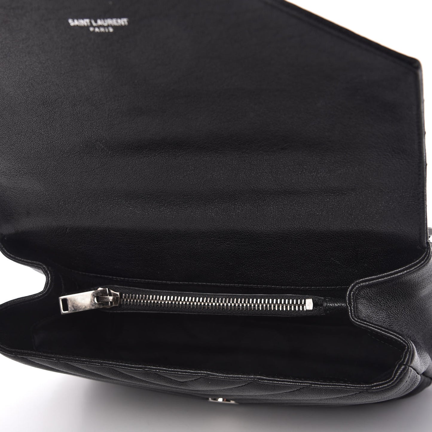 Sheepskin Matelasse Chevron Monogram Medium College Bag Black