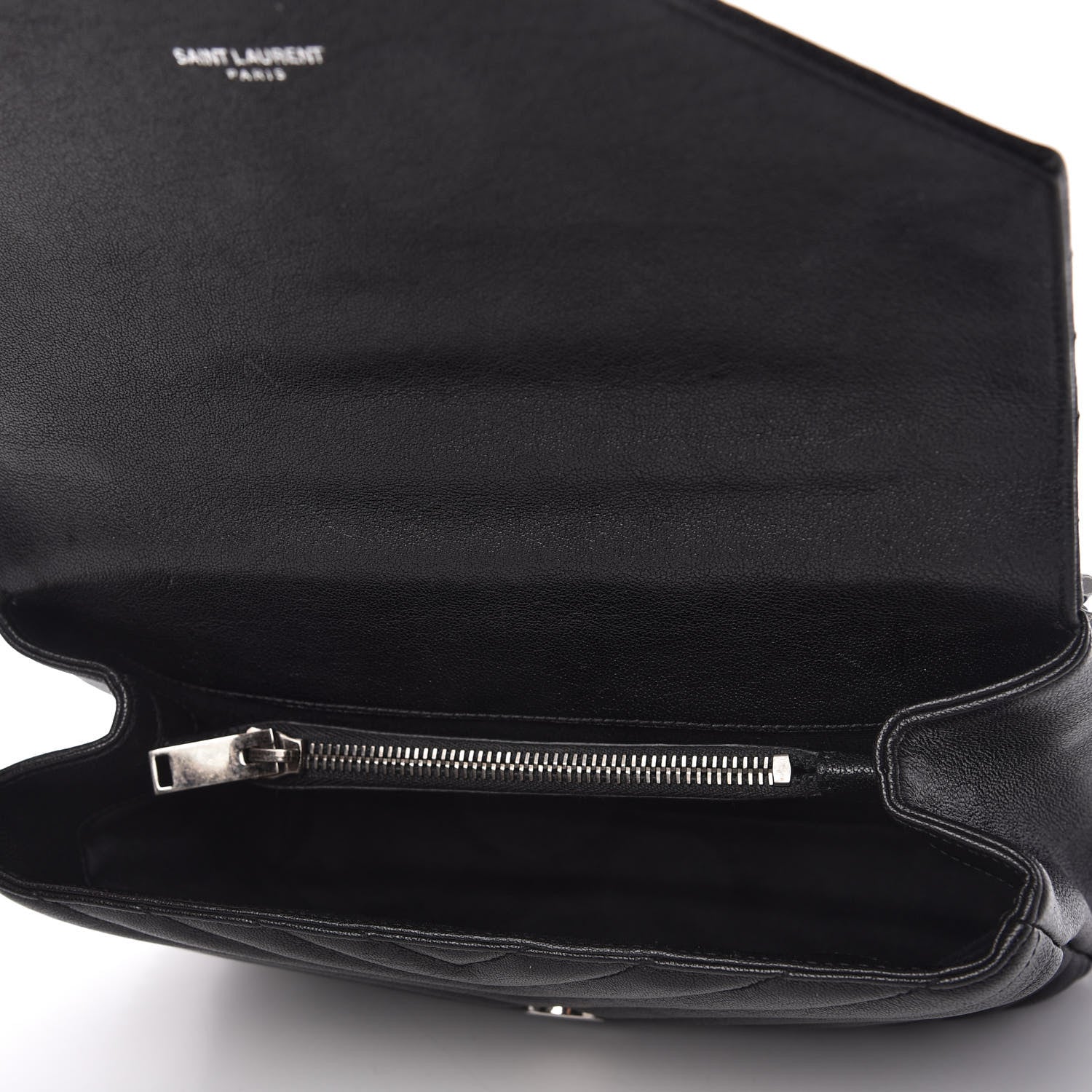 Saint Laurent Sheepskin Matelasse Chevron Monogram Medium College Bag Black 5 of 10