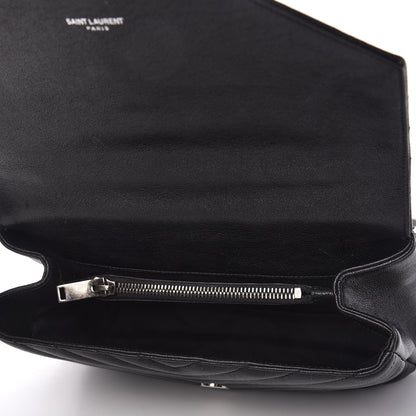Saint Laurent Sheepskin Matelasse Chevron Monogram Medium College Bag Black 5 of 10