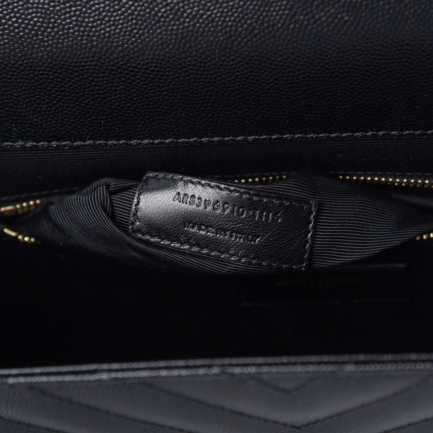 Saint Laurent Grain De Poudre Matelasse Chevron Large Monogram Satchel Black 8 of 13