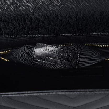 Saint Laurent Grain De Poudre Matelasse Chevron Large Monogram Satchel Black 8 of 13