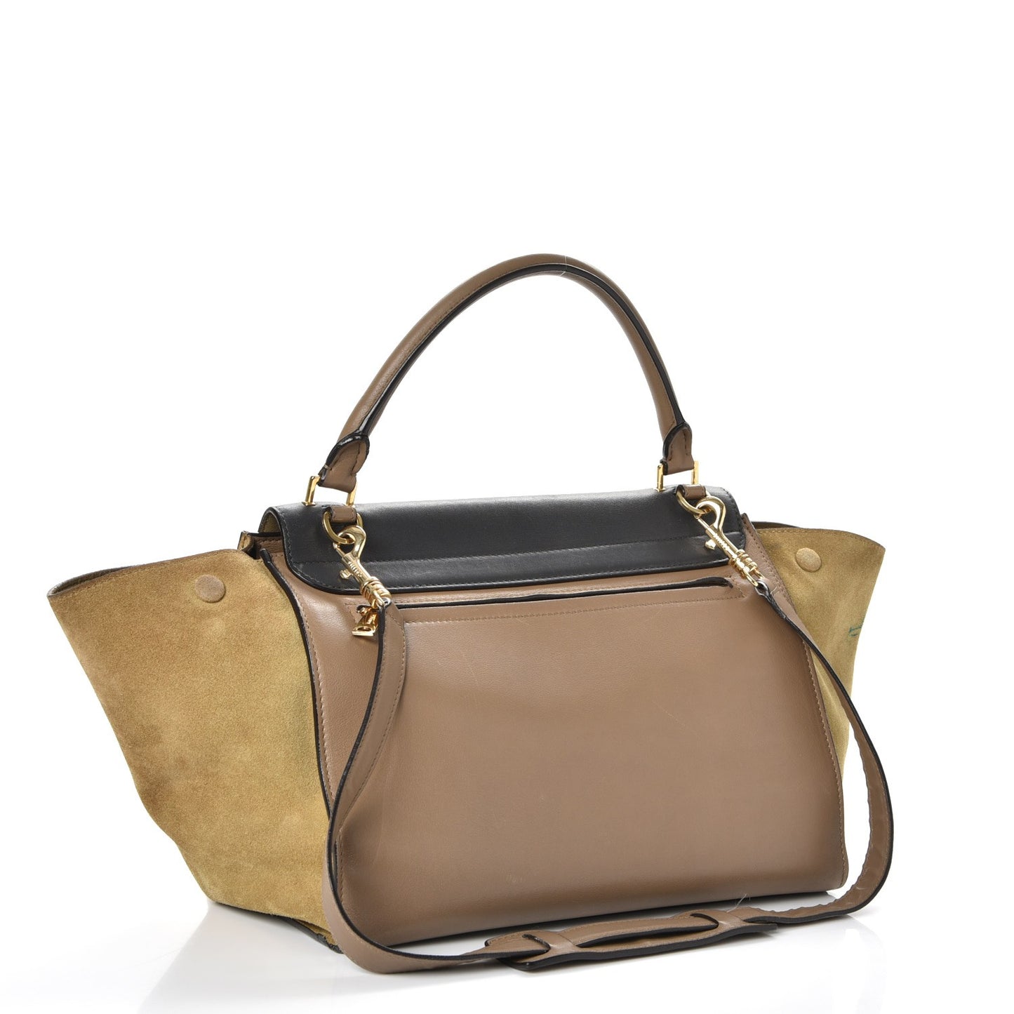 Smooth Calfskin Suede Medium Tri-Color Trapeze Olive