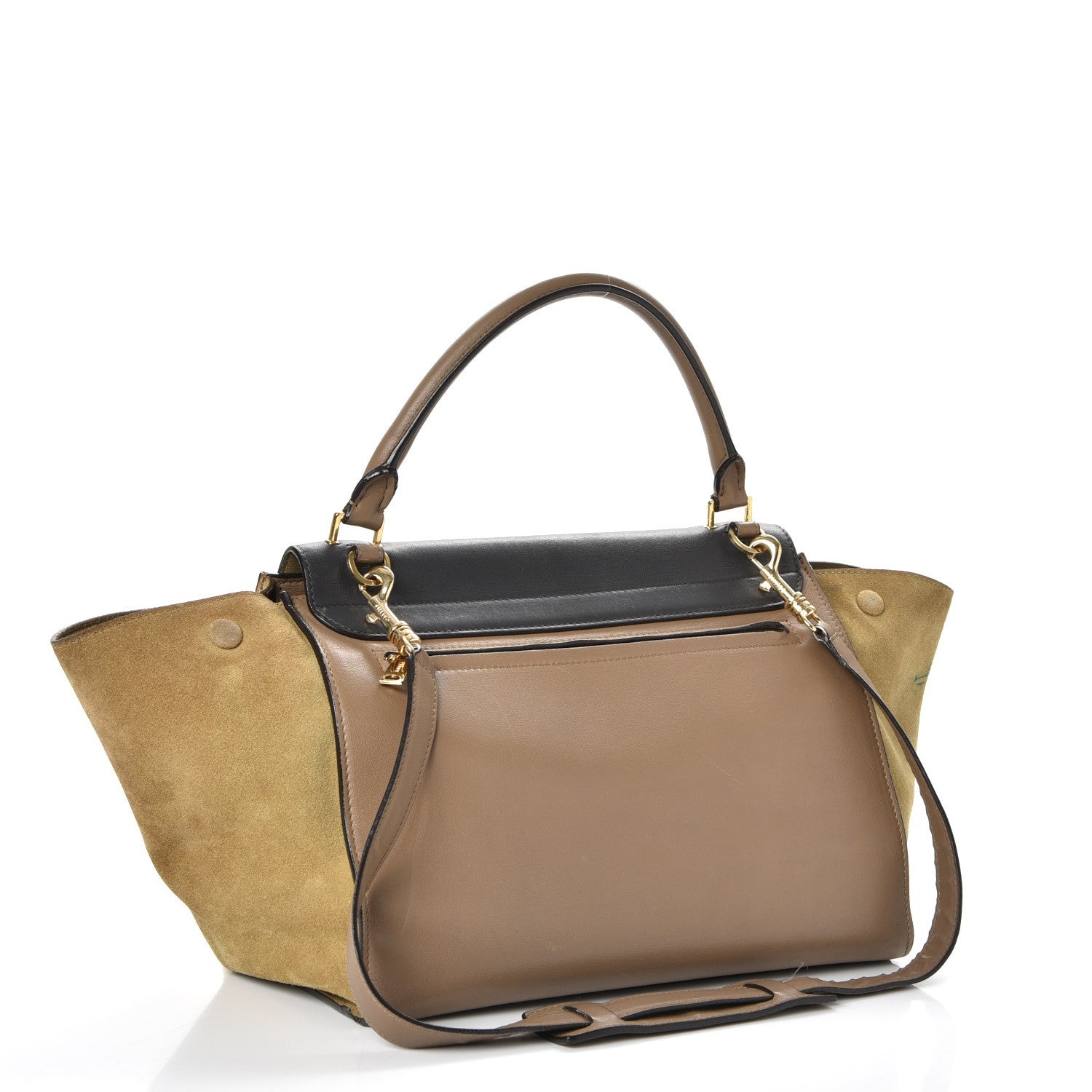 Celine Smooth Calfskin Suede Medium Tri-Color Trapeze Olive 4 of 31
