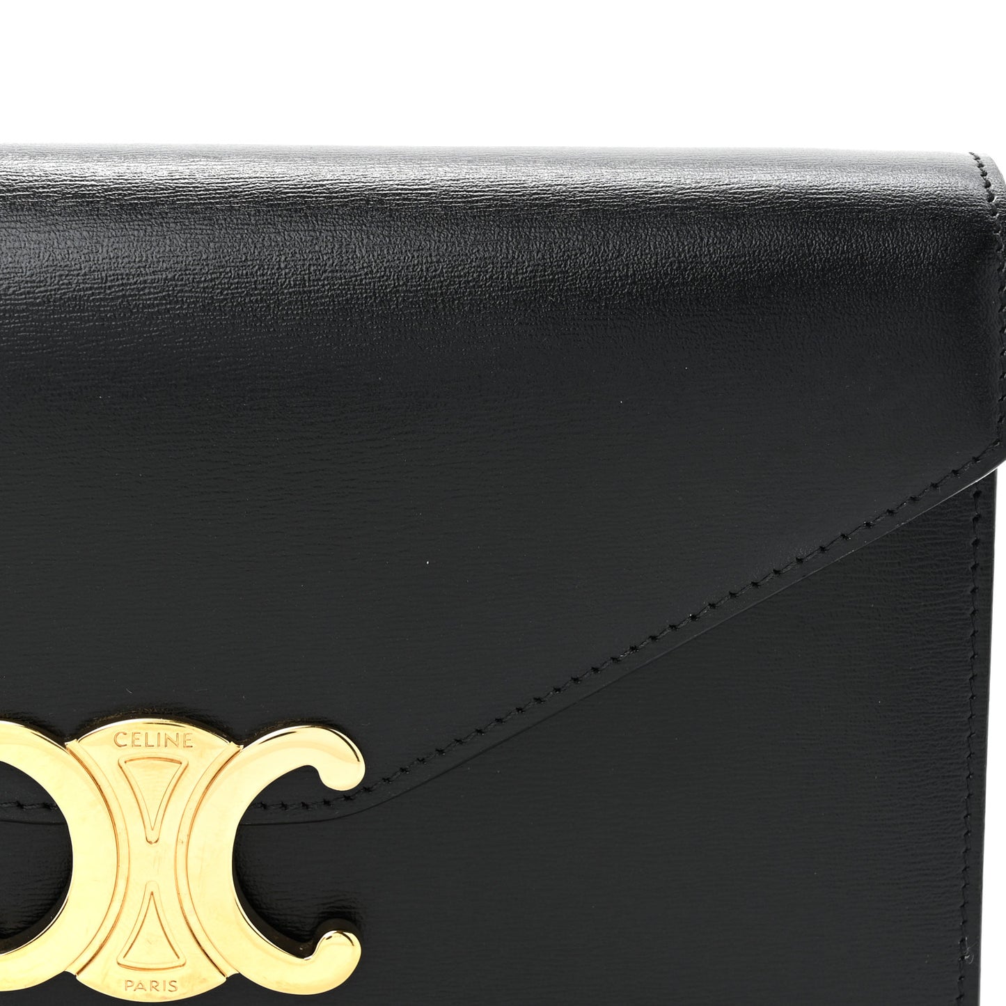 Shiny Calfskin Triomphe Margo Wallet on Chain Black