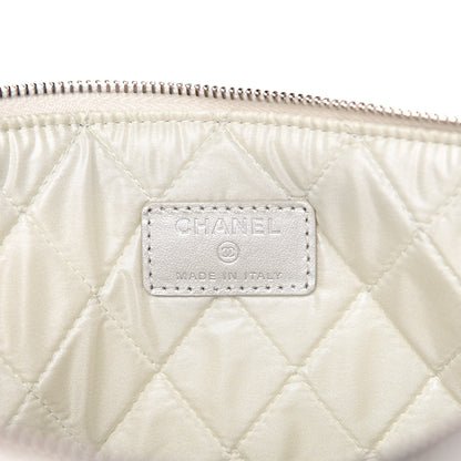 Chanel Metallic Lambskin Star Embossed Medium Cosmetic Pouch Light Silver 6 of 10