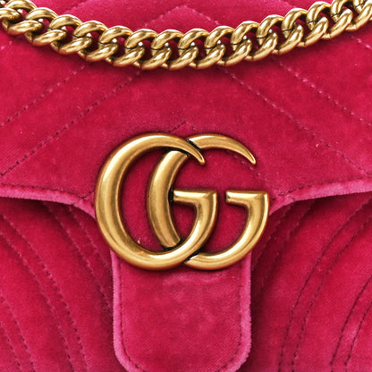 Gucci Velvet Matelasse Mini GG Marmont Shoulder Bag Light Raspberry Rose 9 of 11