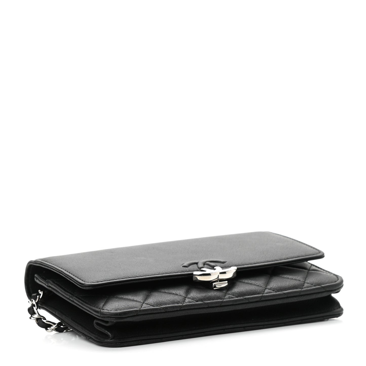 Grained Calfskin Quilted Urban Champion Wallet On Chain WOC Black